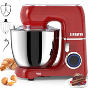 Sinrathu 6.5QT Kitchen Stand Mixer, 10-Speed Tilt-Head with Stainless Steel Bowl, Dough Hook, Beater, Whisk, Empire Red, 1530