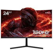 CRUA Curved Gaming Monitor, 24-Inch FHD 1920x1080 VA Panel, 180Hz Refresh Rate, 1ms Response, AMD FreeSync, Low Blue Light, Tilt Adjustable, VESA 75x75mm, Black, CR240DM