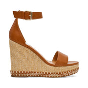 DV Dolce Vita Women's Tammara Wedge Sandals with Adjustable Ankle Strap, Tan, 5M