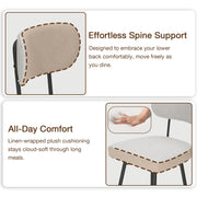 Hommpa Swivel Bar Stools Set of 3, Counter Height 26 in, Beige Linen Upholstered, Metal Legs with Footrest, Wide Seat