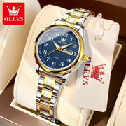 OLEVS 5567 Women's Business Dress Wristwatch, Small 29mm Dial, Gold Silver Tone, Stainless Steel Band