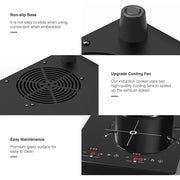 VBGK Double Induction Cooktop, 2000W, 2 Burner Electric Countertop Hot Plate, Touch Control, Timer, Child Lock, Black