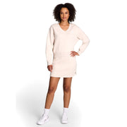 Reebok Women's Squad V-Neck Sweatshirt, Active Fit, Cotton-Polyester Blend, Long Sleeve Pullover, Pumice Stone