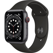 Apple Watch Gen 6 Series 6 Cell 44mm Space Gray Aluminum - Black Sport Band M07H3LL/A