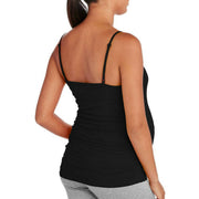 I E Industries Oh Mamma Maternity Basic Cami with Side Ruching, S, Black/ Heather Gray, Pack of 2