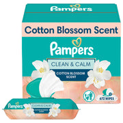 PROCTER & GAMBLE 94646091 Pampers Wipes, Clean & Calm, Cotton Blossom Scent, 672 Wipes Total (12X Pop-Top Packs)