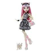 Mattel Monster High Rochelle Goyle Doll, Collectible Creeproduction with Posable Joints, Doll Stand, Diary, Pet Gargoyle Griffin Roux, Multicolor, JHK57