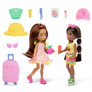 Battat HB71003 Hey Bestie Jasmine & Makayla Travel Doll Set, 21 Piece