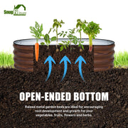 SnugNiture TYHC421 Galvanized Raised Garden Bed Set, 3-Pack, Oval Metal Planter Boxes, Brown Wood Grain, 46x24x12 in