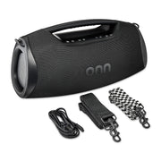 onn Portable Boombox with Bluetooth and 6 LED Lighting Modes, Black