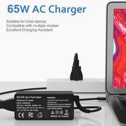 Ursulan 65W Type-C USB-C Laptop Charger for Lenovo ADLX65YDC2A GX20P92530 ThinkPad X280 X380 X390 L390 E480