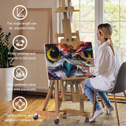G TALECO GEAR H-Frame Easel, Adjustable Dual Canvas Setup, Beechwood, Foldable with Lockable Wheels, Supports Canvases up to 77 in, Reddish Brown or Natural