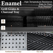 Summit Living 34'' Charcoal Grill Extra Large Portable BBQ Grill, Black