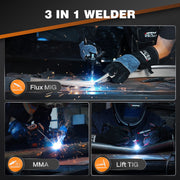 ARCCAPTAIN MIG130 130Amp 3-in-1 MIG Welder with Flux Core Gasless MIG, Lift TIG, Stick Welding, Synergic Control, Portable, 110V
