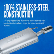 Tenneco Walker Quiet-Flow SS Exhaust Muffler, Direct-Fit, 2.5 Inlet/Outlet, Stainless Steel, for Chevrolet Colorado and GMC Canyon 2004-2019