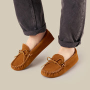 Minnetonka Men's Pile Lined Softsole Moccasin Slippers, Brown, Wide Size 13, Pile 763W