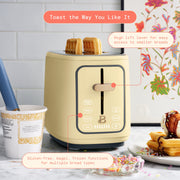 Beautiful 29427 2 Slice Toaster with Touch-Activated Display, 7 Browning Settings, Extra-Wide Slots, Buttercream Finish, 900W