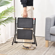 Kingrack 2 Step Ladder Folding Stool, Heavy Duty 330 Lb Capacity, Non-Slip Wide Platform, Lightweight Aluminum, Black, WK2031-B