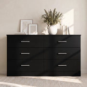 Homall 6 Drawer Double Dresser, Black Wood Chest with Metal Handles, Spacious Storage Cabinet for Bedroom and Living Room, 20222251911