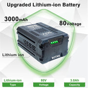 BOTKK Power Tool Battery, 80V Max, 3000mAh High Capacity Replacement for Kobalt KB2580-06 KB680-06 KB280-06