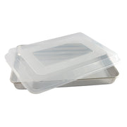 Nordic Ware Naturals Aluminum Bakeware Set, 2 Piece High-Sided Half Sheet Pan with BPA-Free Lid, 13 x 18 in, Silver