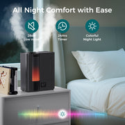 ALROCKET 8L Ultrasonic Whole House Humidifier, Warm and Cool Mist, 1000 sq ft Coverage, 80H Runtime, Quiet Operation, Black, DH-JS16