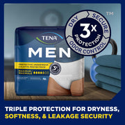Essity TENA Men Incontinence Underwear Maximum Absorbency, White, Small/Medium, 80 Count