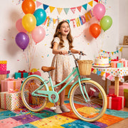 Korimefa Girls Cruiser Bike, 24 Inch, Adjustable Handlebar and Seat, Dual Braking System, Detachable Front Basket, Kickstand, Green, KF-B06