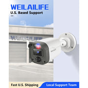 WEILAILIFE 5MP Wired Security Camera System with 6-Channel DVR, 1TB HDD, Red and Blue Warning Lights, 130 Wide-Angle Lens, PIR Human Detection, IP67 Weatherproof