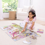 Melissa & Doug Princess 3-in-1 Deluxe Collection Themed Gift Set, Satiny Ruffled Gown Costume, 48-Piece Jumbo Floor Puzzle, Reusable Water WOW Activity Pad, FSC-Certified Materials