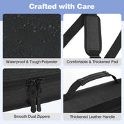 MoKo Zipper Binder, 2-Inch Round Ring, 500-Sheet Capacity, Multi-Pocket Organizer with 6-Tab Expanding File, Adjustable Shoulder Strap and Handle, Black