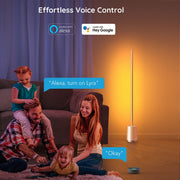 Govee RGBIC Floor Lamp, Multi-Color LED with 64 Lighting Effects, Music Sync, Voice and Remote Control, White Aluminum Finish, H8072A82/H6072A82