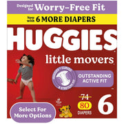 Huggies 56364 Little Movers Baby Diapers, Size 6 (35+ lbs), 80 Ct