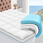 Vccoem Queen Mattress Topper, 4-Inch Dual Layer Memory Foam with Cooling Gel, Plush Pillow Top, Anti-Slip Deep Pocket, Washable Cover, B103-010