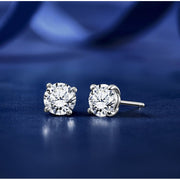 JeenMata RHJGJneprtranmn302 0.5 Carat Princess Cut Moissanite Solitaire Stud Earrings, 4 Prong Setting, 18K White Gold Plating, VS Clarity, Screw-Back RHJGJneprtranmn302