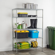 Hyper Tough A80Z-3 24 Inc D x48 Inch Wx72 Inch H 5 Shelf Commercial Wire Shelving Silver Steel Each Shelf Capacity 800 lbs