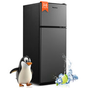 MaxKare FLS-90 3.6 Cu.Ft Two-Door Compact Refrigerator For Dorm, Office, Bar, RV, Bedroom, Dark Gray