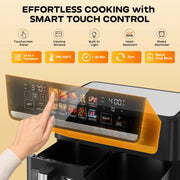Patbrela 13QT Dual Basket Air Fryer Oven, 1700W, 10-in-1 Digital Touchscreen, Independent Temperature Control, Black, AF310
