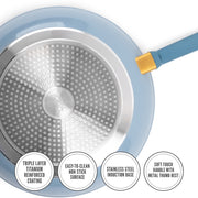 Thyme & Table Non-Stick Fry Pan, 12.5 Inch, Blue Granite Finish, Stainless Steel Base, Soft-Touch Handle