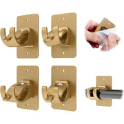 Summit 4PCS No Drill Curtain Rod Brackets, Gold Plastic, Self-Adhesive and Screw Mount, Holds Up to 20 Pounds, Fits Rods up to 1.57 Inch Diameter