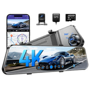 Azdome PG17 4K Rear View Mirror 4K Front & 1080P Rear Dash Cam Camera