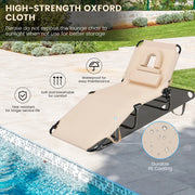 Costway A1Q2-10N028SA Beige Modern Stylish Metal Outdoor Lounge Chair, Beige