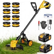 Lemolifys Cordless Electric String Trimmer 6 Inch, 650W Motor, 21V Battery, 3-in-1 Grass Trimmer Edger Shrub Cutter Kit, Yellow, XB-DCS-GCJ0901