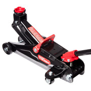 Hyper Tough Trolley Jack, 2 Ton Capacity, Heavy-Duty Cast Iron, Adjustable 5-1/8 to 13 in Lift, Swivel Saddle, Black