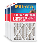 Filtrete 3M HVAC Furnace Air Filter, 20x22x1, MPR 1000, MERV 11 Allergen Defense, Pleated Electrostatic, 6-Pack AD47-6PK-1E