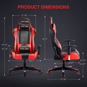 GTRACING WMT-099SJ-2-RED Classic Gaming Chair PU Leather with Adjustable Headrest and Lumbar Pillow, Red