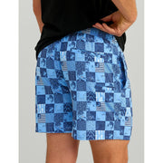 HUK Pursuit Volley Printed Swim Shorts, Quick-Dry, UPF 30+ Sun Protection, Mesh-Lined Pockets, Elastic Waist, Marolina Blue, Medium, H2000227