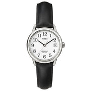 Timex T2H331 Women's Easy Reader Date 25mm Black Silver White Leather Strap Watch