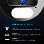 Night Owl WM-CAM-WNP8LBU Wi-Fi IP 4K HD Indoor/Outdoor Dual Spotlight Camera with 2-Way Audio