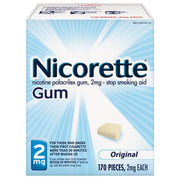 Nicorette Nicotine Gum Original 2 milligram Stop Smoking Aid 170 count